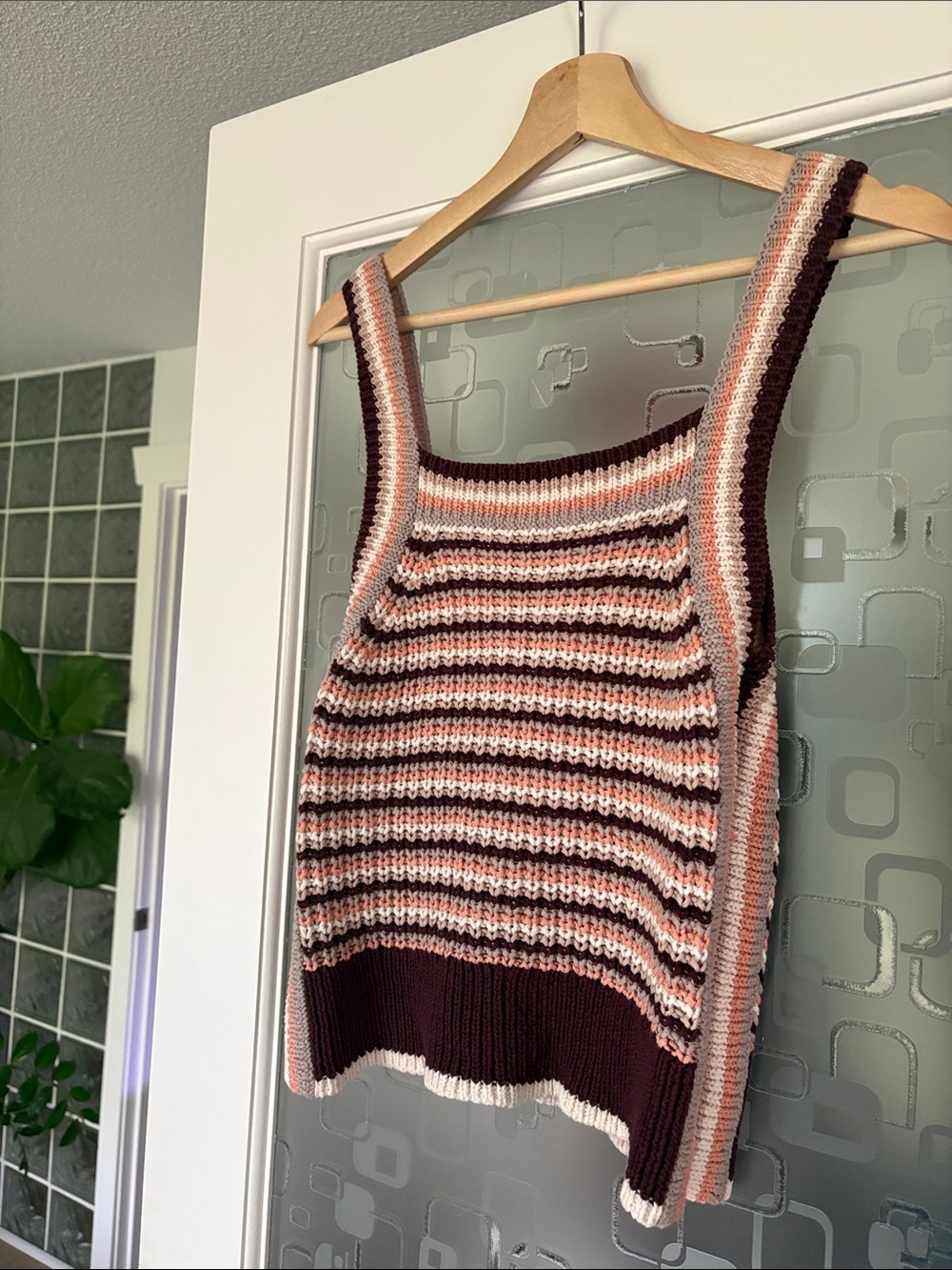 Wilfred Striped Knit Tank in Burgundy, Blush, and Cream